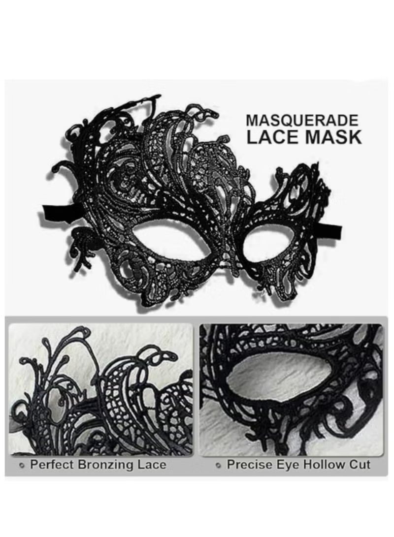 2Pack Masquerade Masks for Couples – Lace Eye Masks Venetian Carnival Style, Halloween Party Ball Prom Costume Masks, Mardi Gras - Image 3